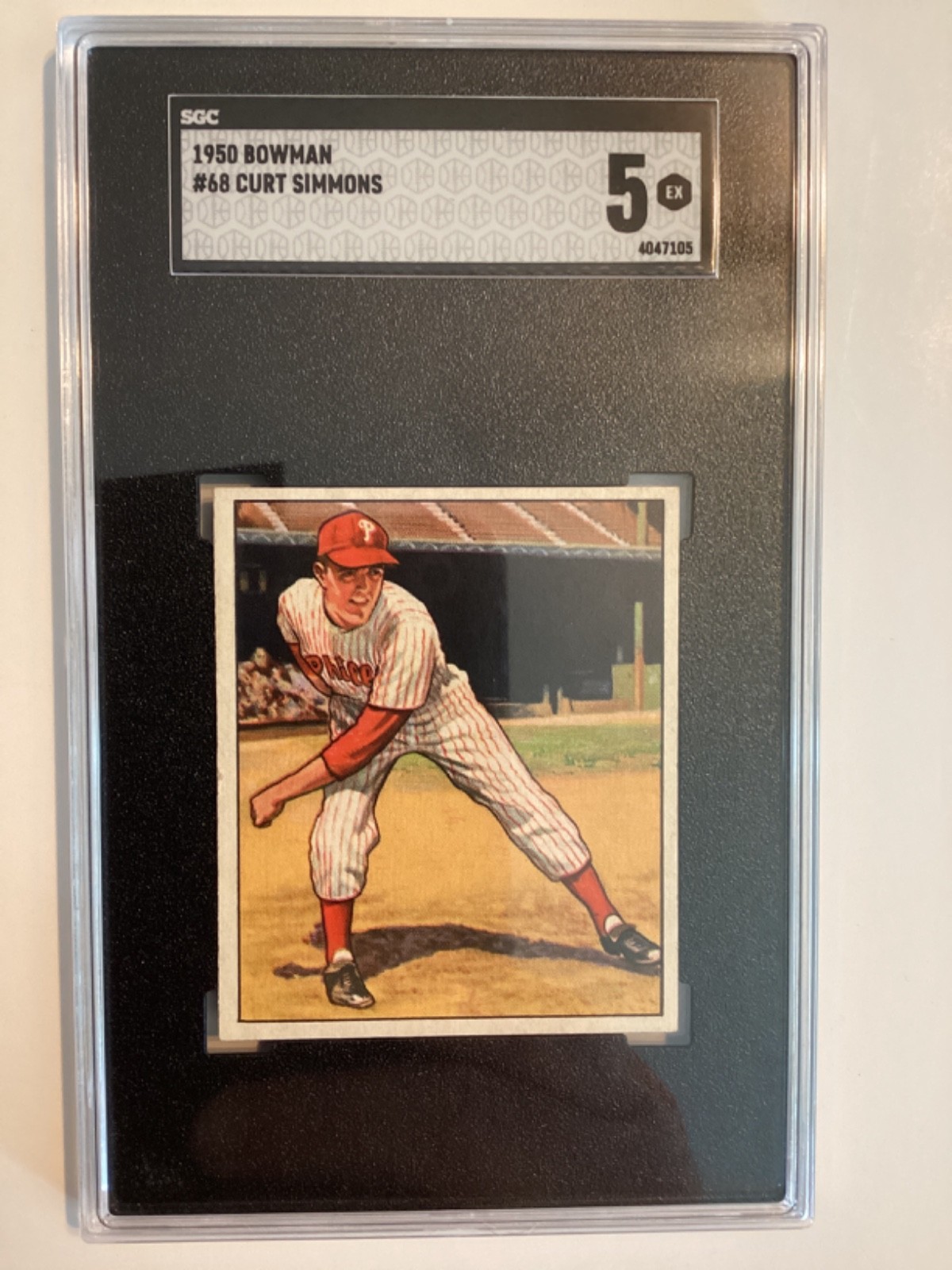 1950 Bowman Baseball Card - #68 Curt Simmons, SGC 5 EX