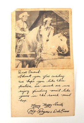 Roy Rogers & Dale Evans Fan Card 1950 s NBC TV Radio Vintage 7'' x 4'' Promotion