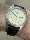 Vintage 1980 SEIKO 5 21J Auto 7009-3040 Silver Dial DD 37mm SS Men's Watch Works
