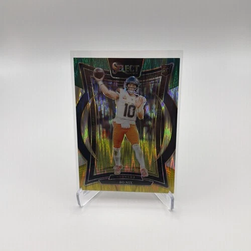 2024 Panini Select - Concourse Bo Nix #30 Green & Yellow Shock Prizm (RC)