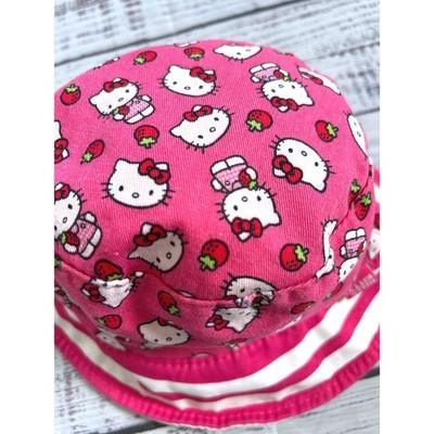Hello Kitty Sanrio Pink Strawberry Bucket Hat Toddler Kids Striped
