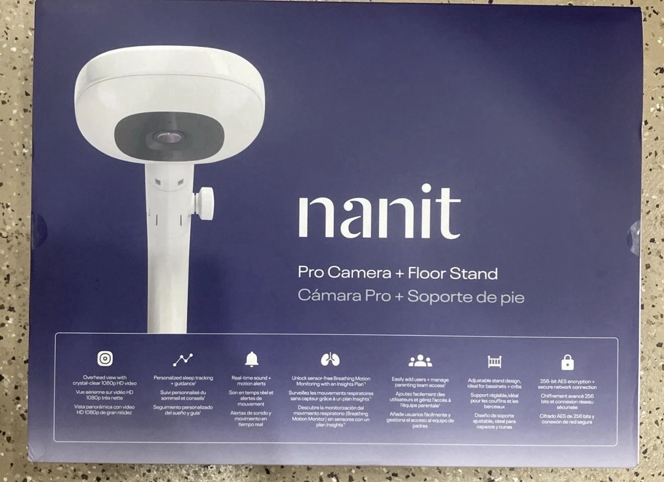 Nanit Pro Smart 1080p Wi-Fi Video Baby Monitor & Floor Stand - White N303NW