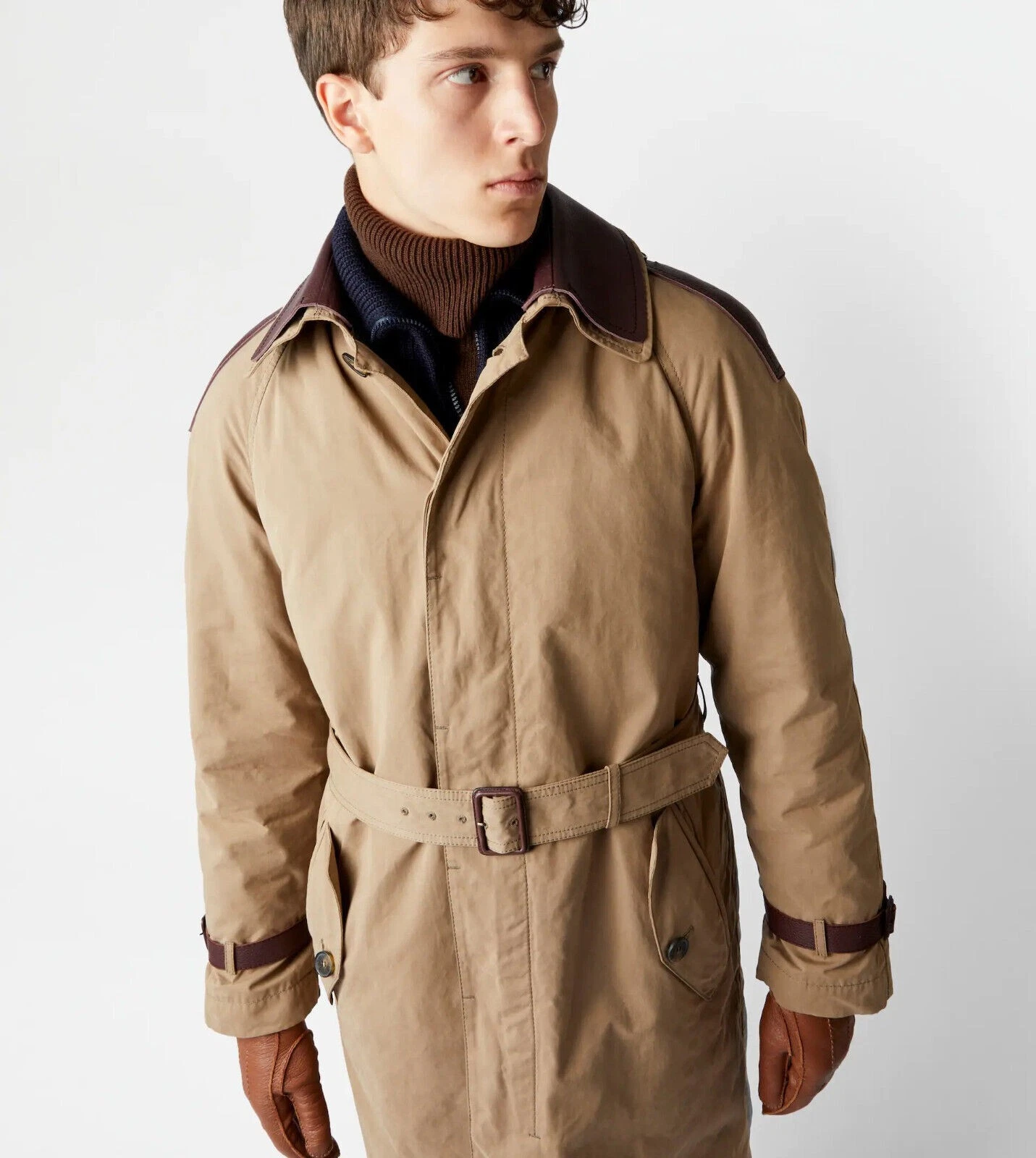Authentic Tods Mens Trench Coat with Leather Inserts Beige 52 IT 42 UK XL £2,895 image 6