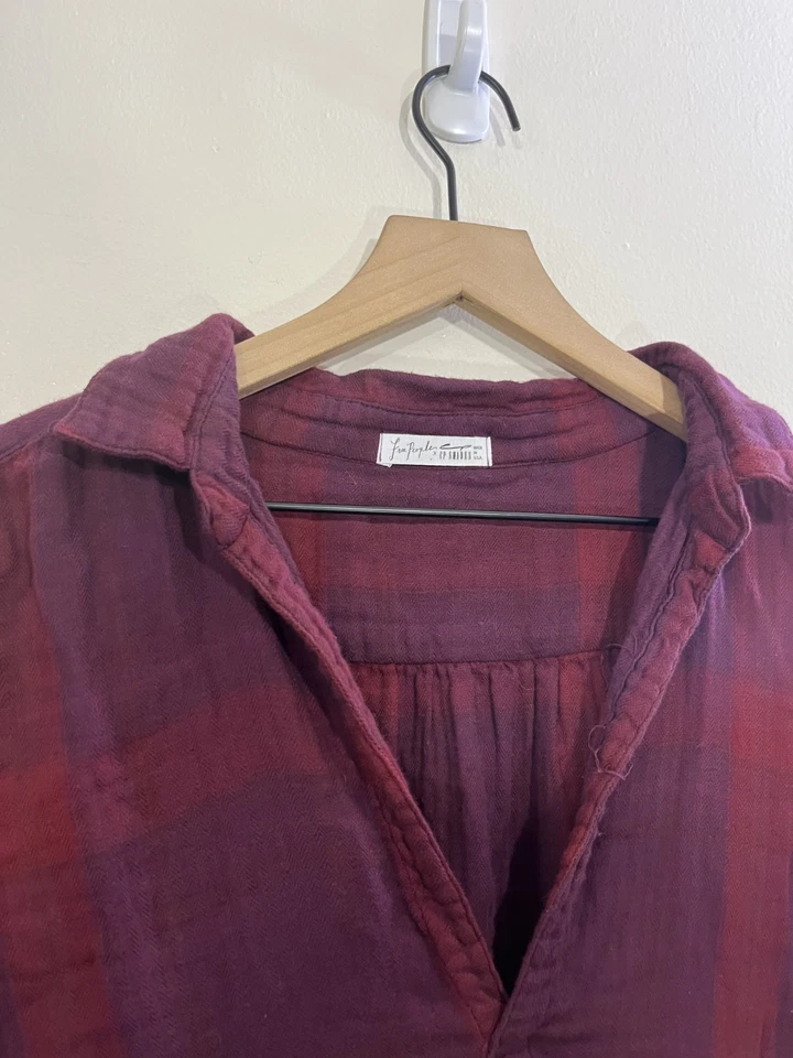 Camisa túnica a cuadros CP Shades x Free People Romy XS algodón gasa bastante lujo boho Foto 3 de 4