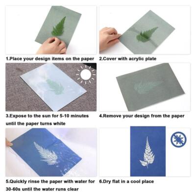 Sun Print Paper Kit Cyanotype Paper A5 Solar Drawing Art Paper for Kids Adults