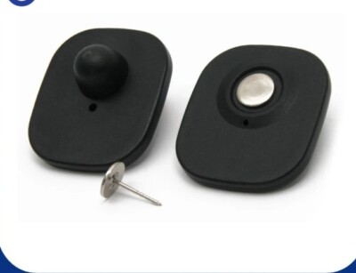 1000 CLOTHING SECURITY TAGS RF 8.2MHZ CHECKPOINT COMPATIBLE MINI TAG BLACK W/PIN