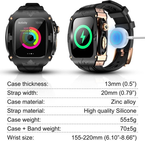 Metal Rugged Case+Silicon Bands for Apple Watch Series 9 8 7 6 5 4 SE 45mm 44mm - Picture 13 of 26