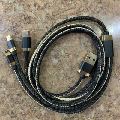 NEW Fast USB Charging Cable Cell Phone Cord Charger Type C USB-C Micro USB 3 in1