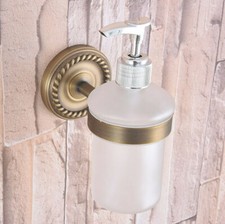 Antique Brass Kitchen Bathroom Wall Mounted Soap Dispensers Holder sba262