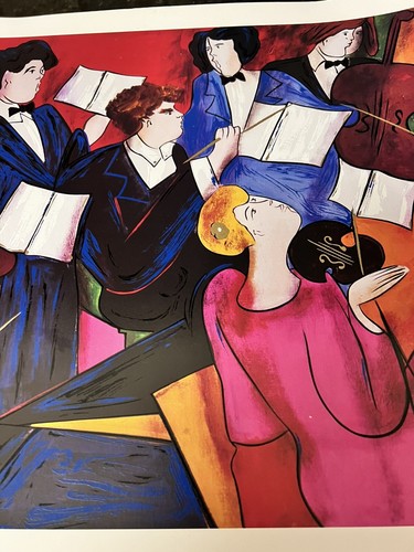 Linda Le Kinff Serigraph Art Print Plate Signed The Orchestra Musicians - Picture 4 of 11