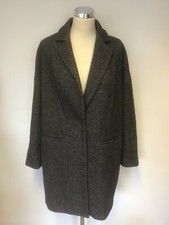Cath Kidston Charcoal Marl Tweed Wool Blend Mid Length Floral Lined Coat Size M