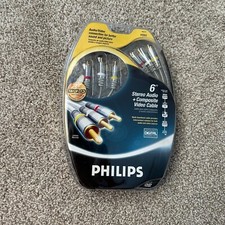 NEW Philips M62771 6' Ft Stereo Audio  Composite Video 24K Gold Plated Cables