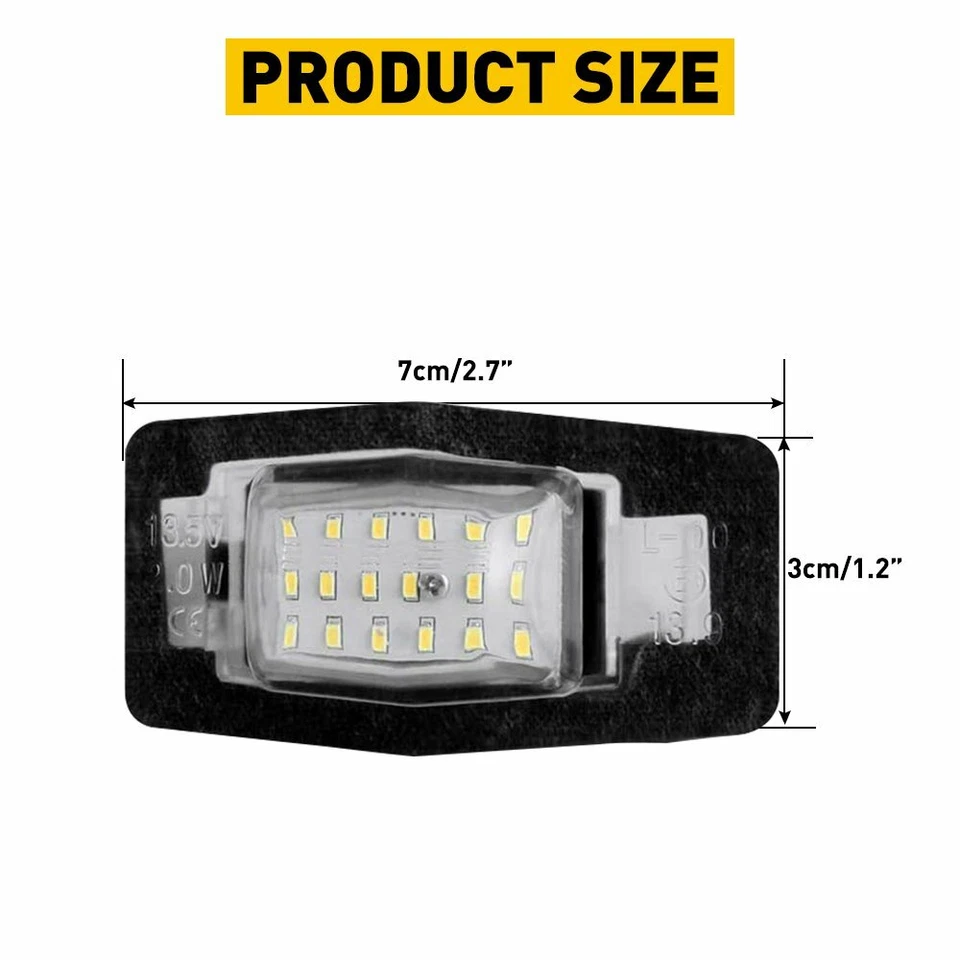 For 99-05 Mazda Miata MX5 Tribute MPV White 18-SMD LED License Plate Lights 2PCS - Image 3 of 4