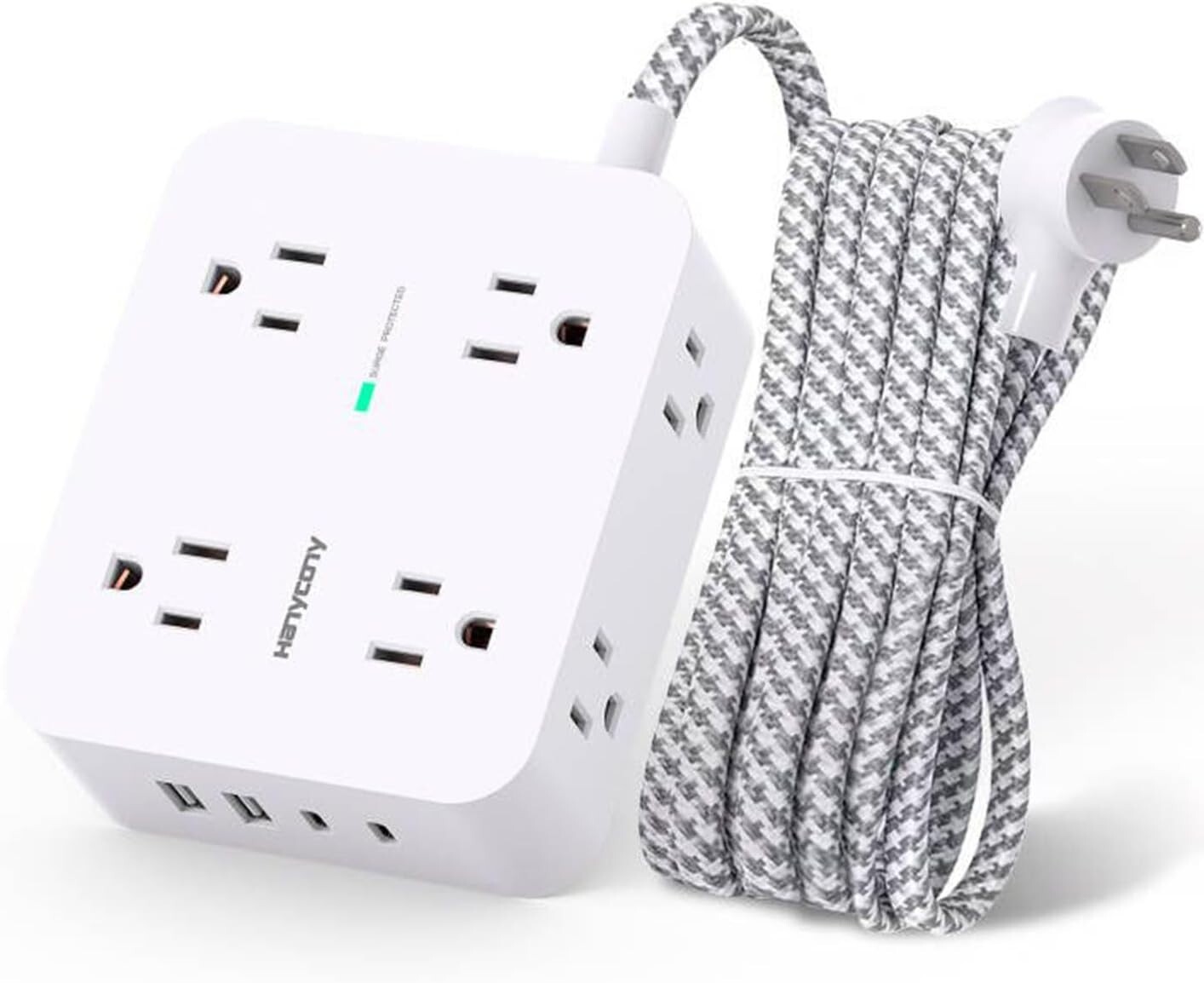 Surge Protector Power Strip - 8 Outlets with 4 USB (2 USB C) Charging Ports, 5Ft-image