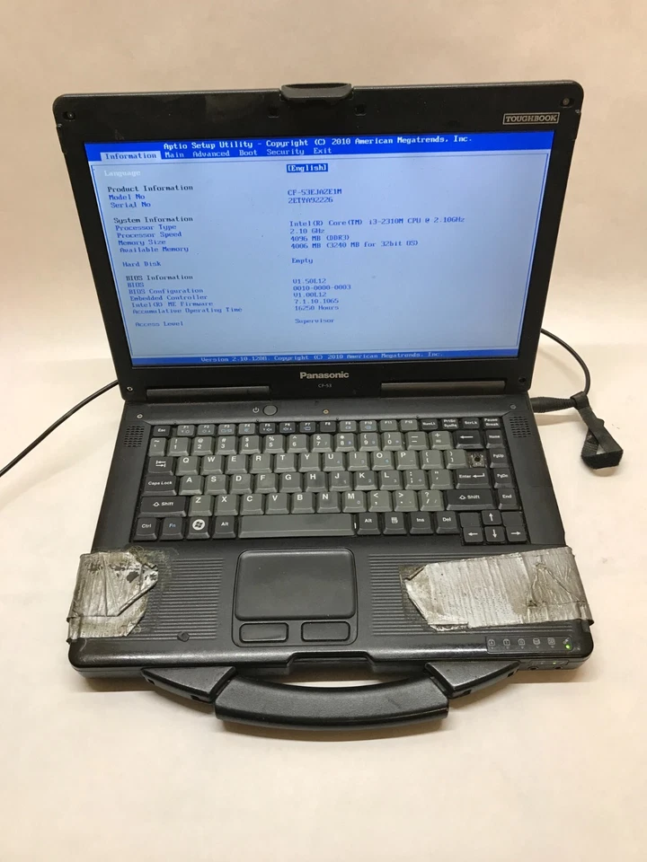 Pansonic ToughBook CF-53 14" Intel i3-2310M 4GB RAM NO HDD/OS For Parts AS IS DW - Image 3 of 4