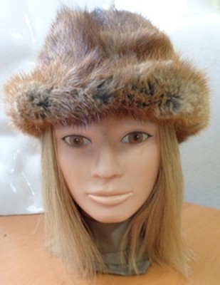 MINT CANADIAN NATURAL MUSKRAT FUR HAT CAP WOMEN WOMAN SIZE 