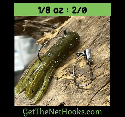 5 Pack 1/8 oz Weedless Tube Jig Head 2/0 Mustad 32746 Bln Hook For 2 3/4 Tube