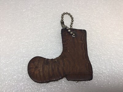 Vintage Hand Made Leather Key Ring BROWN BOOT Ancien Porte-Clés BOTTINE BRUNE