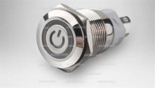 1PC BLUE Led Lighted Push Button 16mm 12V Metal ON-OFF Switch