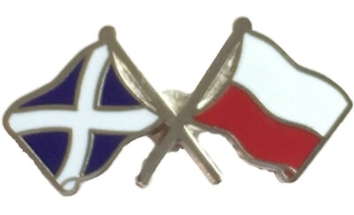SCOTLAND & POLAND friendship flags metal pin badge