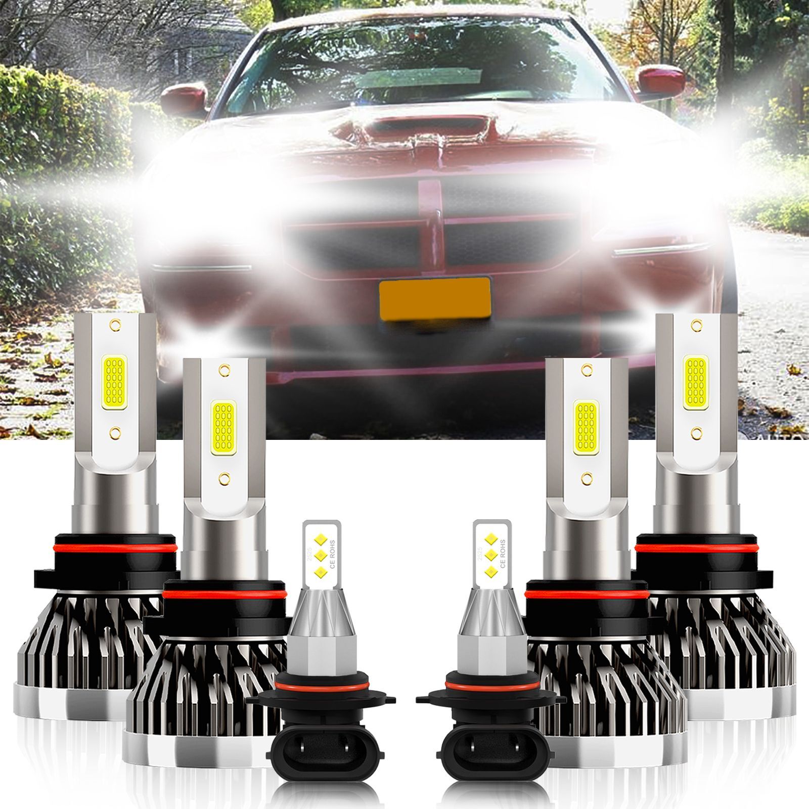 LED Headlight Kit Bulbs High Low Beam+Fog Light 6000K For Dodge Magnum 2005-2008