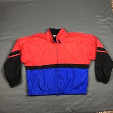 Vintage 90s Color block Windbreaker Pacific Trail Red Blue VTG Nylon High Collar