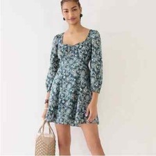 J. Crew Sweetheart Long-sleeve Mini Dress in Vintage Vines Sz 4