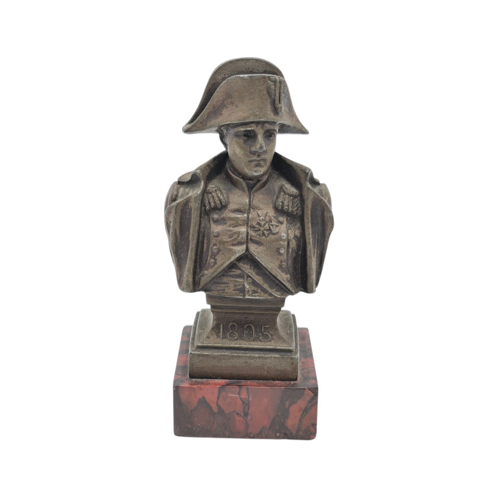 19th C Bronze Bust France Emperor Napoleon Bonaparte Waterloo War 4" Tall