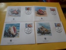 Nevis 1990 WWF Fechterschnecke 4 FDC Ersttagsbriefe 