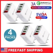 4PCS Fast Quick QC 3.0 USB Hub Wall 3 Port Charger Power Charge Adapter 5V 3A