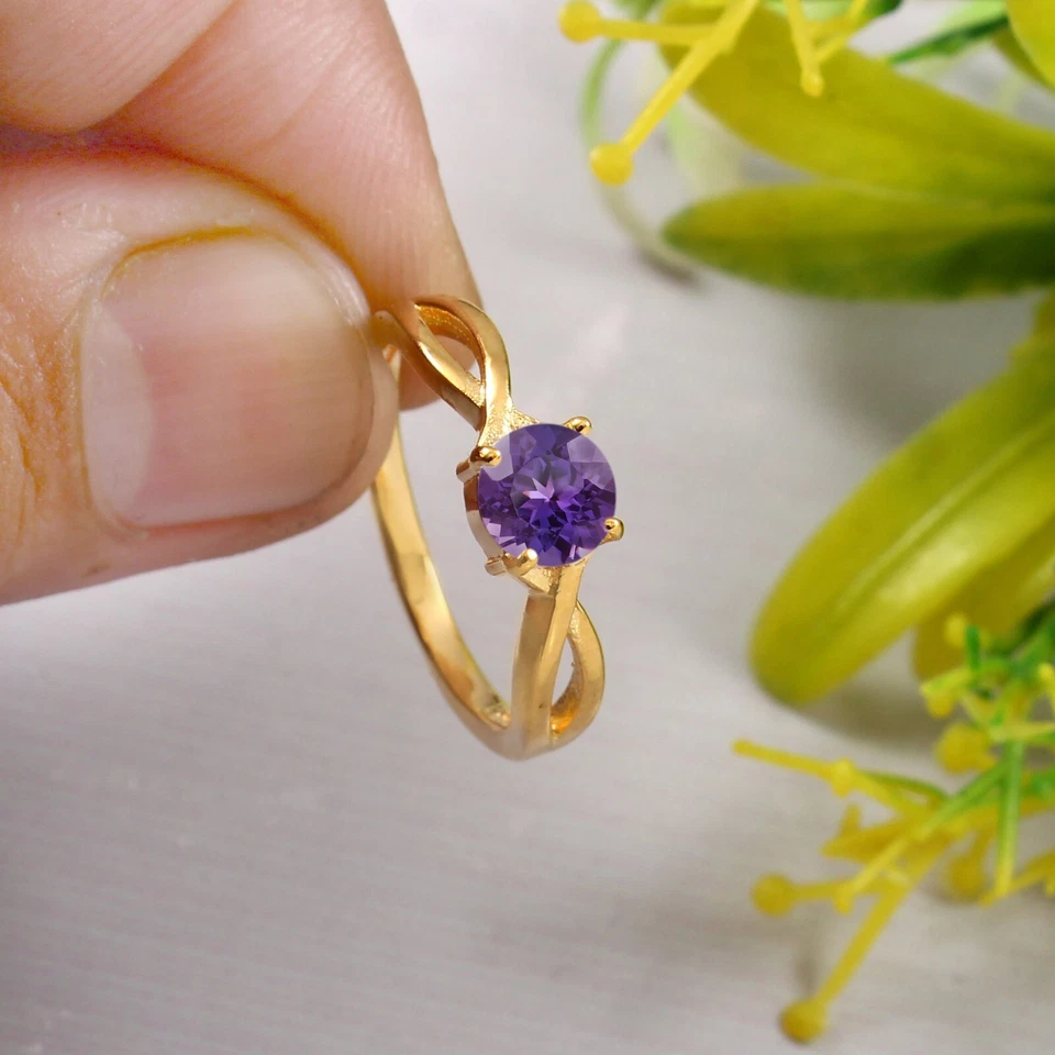 Genuine Taaffeite Sapphire Ring Sapphire Round Ring Purple Pink Gemstone Ring - Image 2 of 4