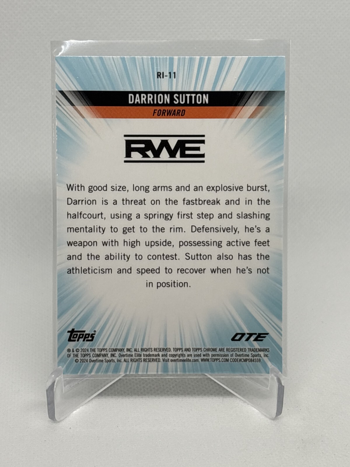 2023-24 Topps Chrome OTE Overtime Elite - Run It Darrion Sutton #RI-11 ...