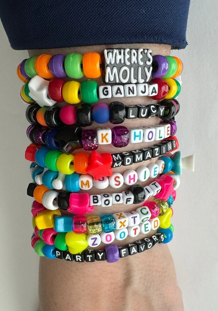 Party Favors Kandi Bracelets Singles Lot Of 10 Rave Edm Festival EDC PLUR  Zooted