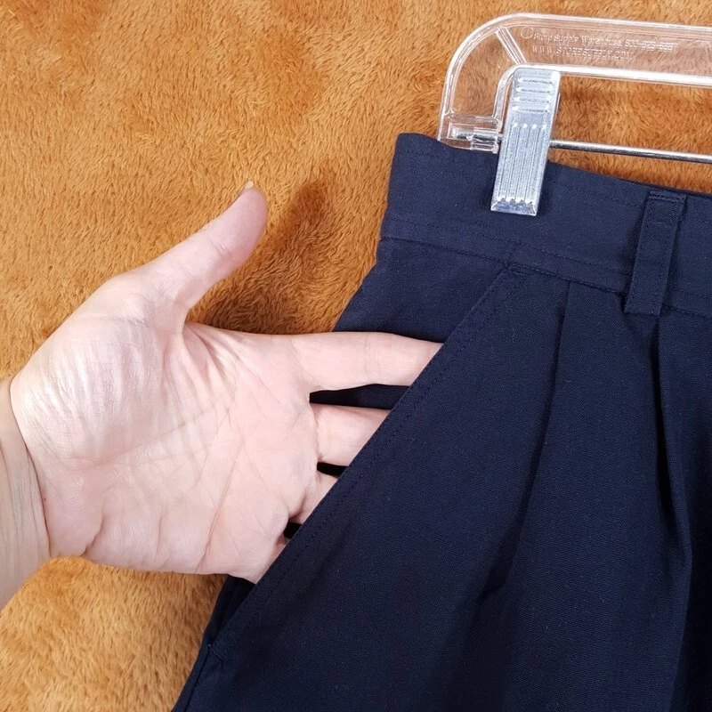 A.P.C. Falda Mujer Pequeña Azul Marino Mini Línea A Bolsillos Plisados 100% Algodón Foto 2 de 4