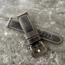 Quality Grey Assolutamente Leather Watch Strap For Panerai PAM 24mm Lug watches