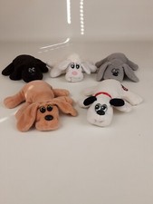 Pound Puppies Mini Plush 8" Dogs 1980 Stuffed Animals Plush Vtg Brown Gray White