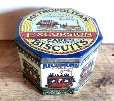 VTG Huntley Boorne Stevens Tin Cakes And Biscuits England Metropolitan Excursion