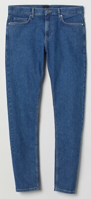 H+M Men's 'Skinny Fit' S-t-r-e-t-c-h Denim Jeans / Pants Denim Blue 30 x 34 NWT!
