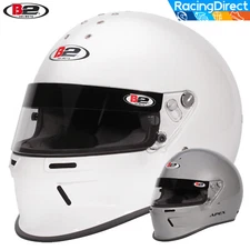 B2 - Apex SA2020 Auto Racing Helmet - Auto / Kart Snell Rated - White / Silver