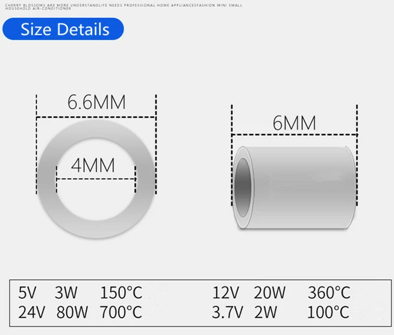 1Pc Ring MCH Ceramic Heater Tube Pipe ID3/4/5/6.2/10mm Resistive Heating Element - Image 4 of 4