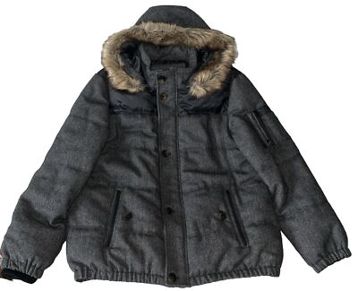 Buffalo David Bitton Rare Heavy Duty Winter Jacket Fur Hood Lined