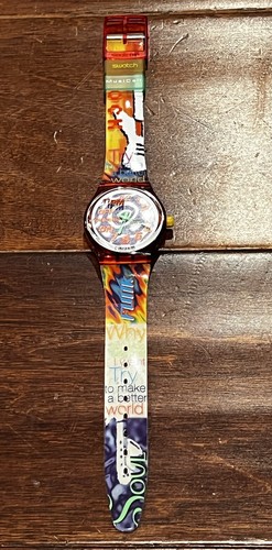 Swatch MusiCall Beat Paulo Mendonca Música CD Gráfico Cara Reloj Caja de Regalo Set - Imagen 3 de 14