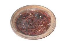 Ancienne assiette égouttoir à fromage en terre cuite émaillée