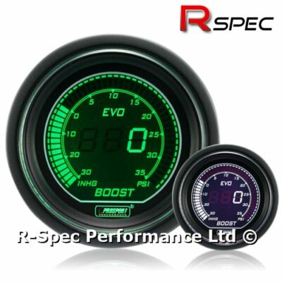 ORIGINAL Prosport 52mm Evo grün weiß Display LCD Digital Turbo Boost Gauge PSI