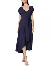 NWT BCBG MAX AZRIA 248 PACIFIC BLUE ASYMMETRIC HEM WRAP DRESS SZ M MEDIUM