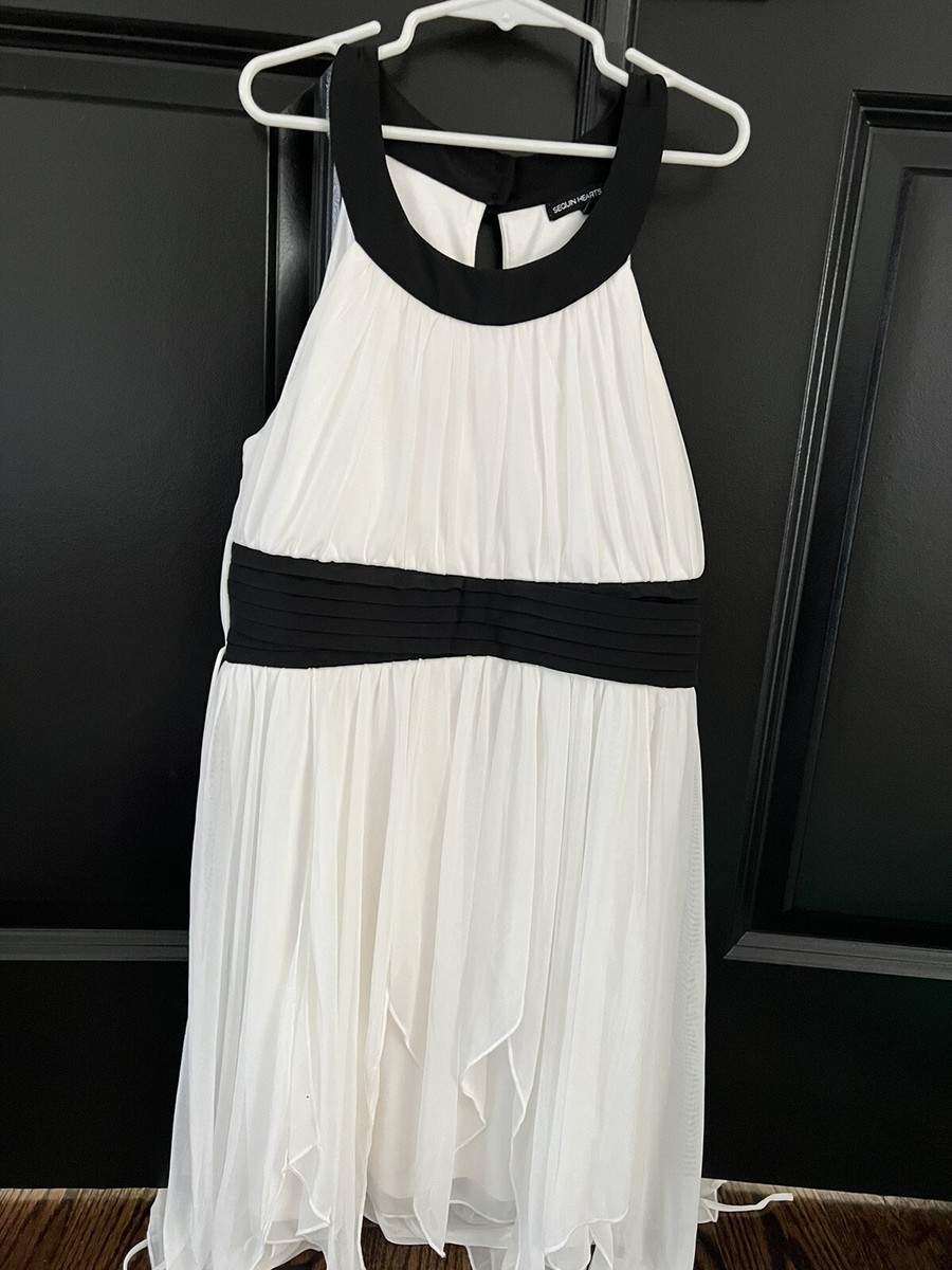 NWT Girl's Sequin Hearts Formal Dress Special Occasion Black White Size  Youth 14