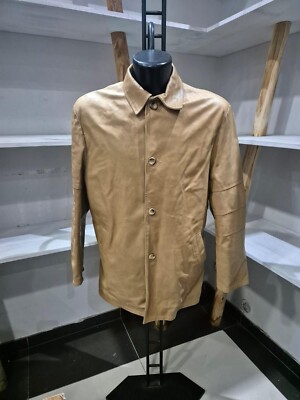 SONNY BONO giacca in vera pelle usato uomo man Tg 50 beige XYR545L