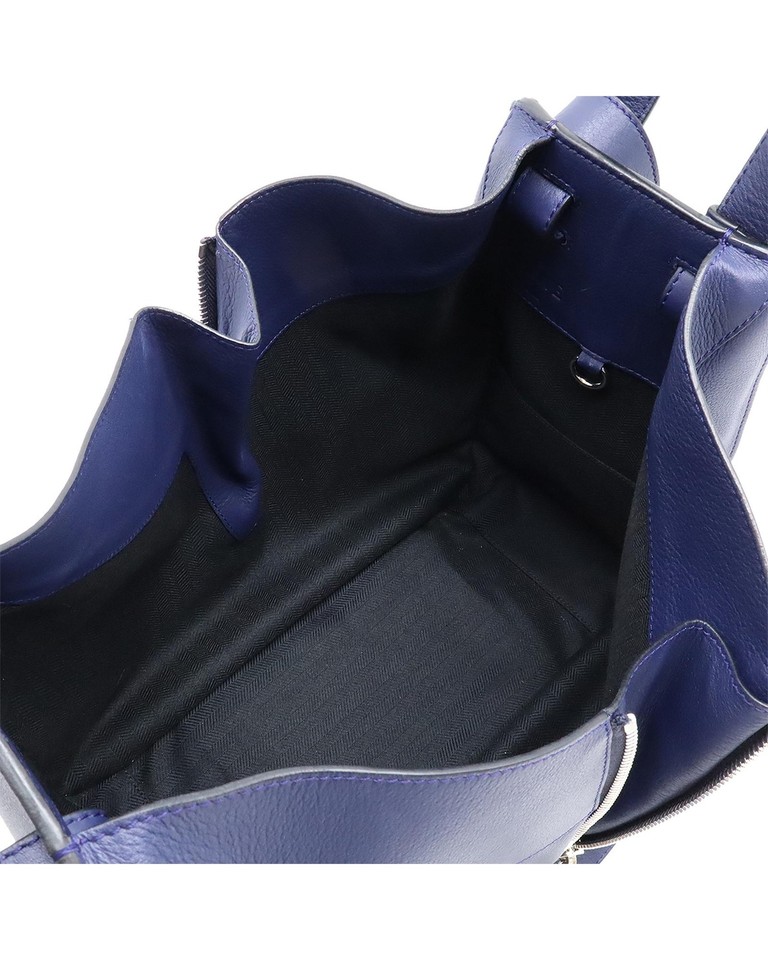 Pre Loved Loewe Puzzle Small Leather Handbag Navy Blue Handbags One