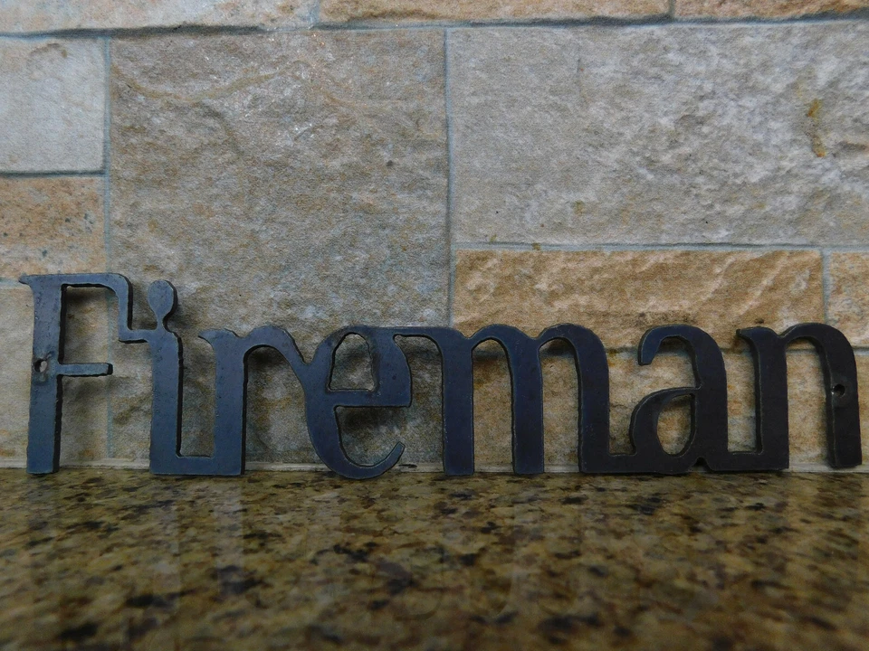 FIREMAN Metal Wall Art Word Quote Sign Decor Steel rustic Arrow Crafts Supplies - Image 3 of 4