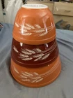Vintage Pyrex Autumn Harvest Wheat Nesting Mixing Bowl Set of 3 401, 402, 403